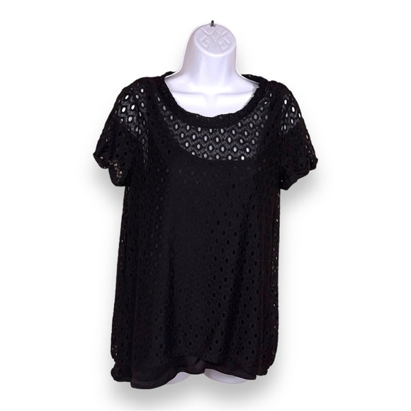 SMALL SIMPLY VERA BLACK MESH SHORT SLEEVE TOP LINED GOTH - Picture 1 of 12